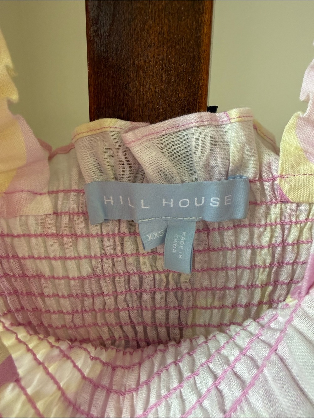 Hill House Pink and Cream Smocked Mini Dress - Picture 4 of 8